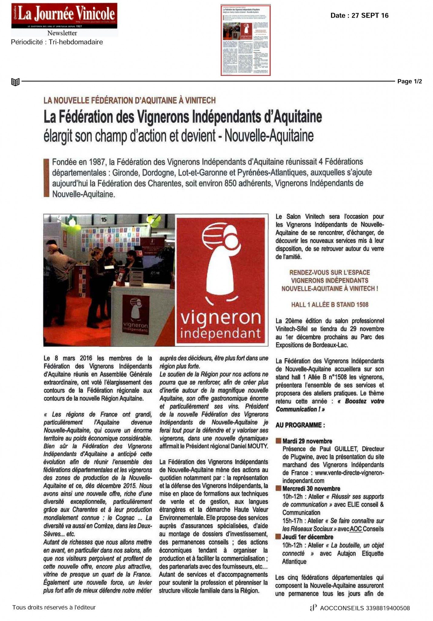 Fédération des vignerons indépendants d'Aquitaine