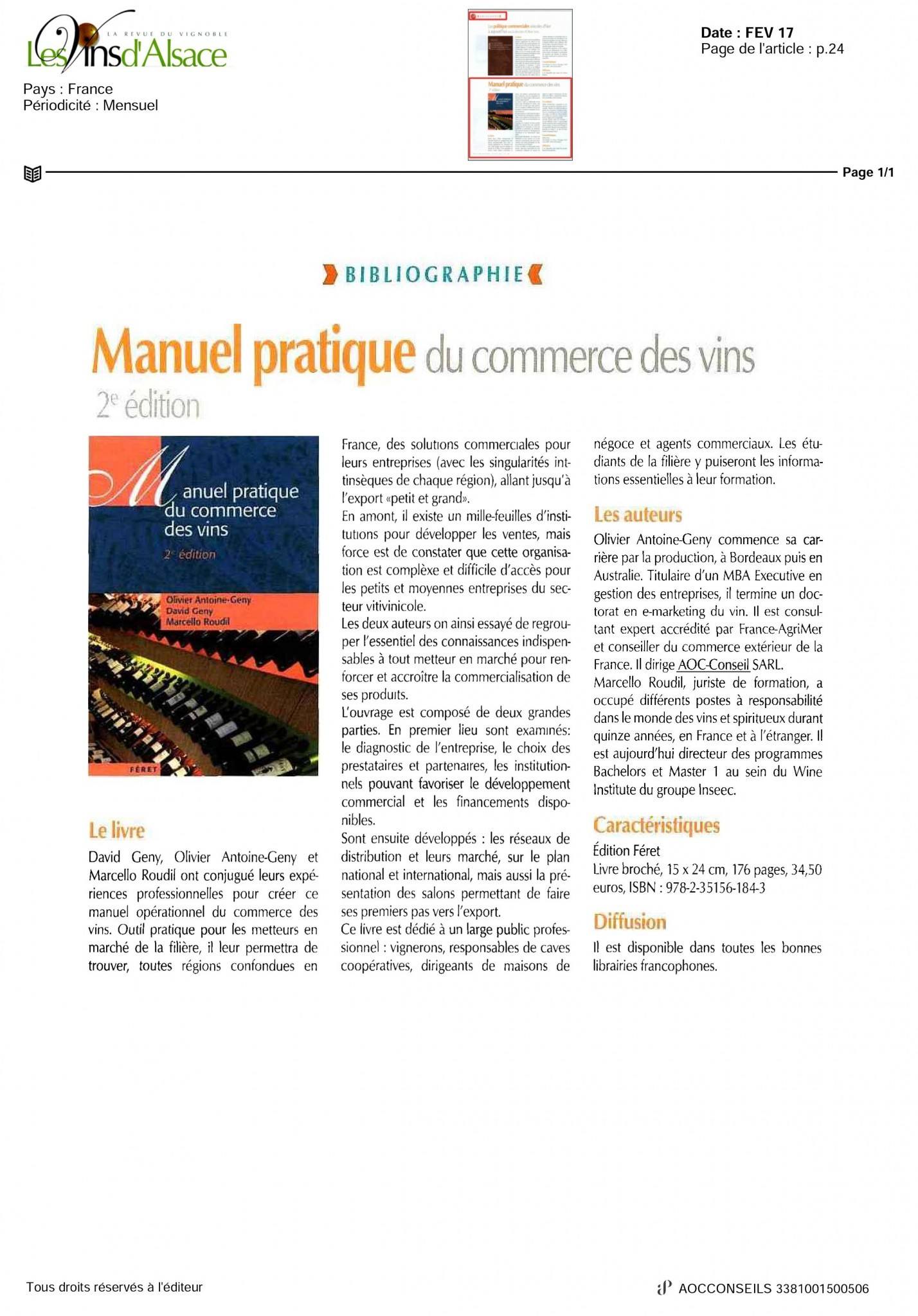 Manuel pratique du commerce des vins